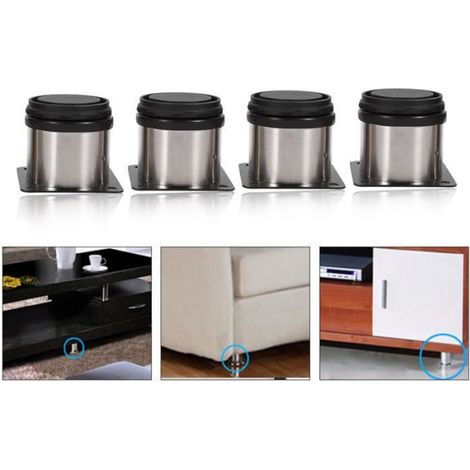 Pieds de meubles - Inox - Réglables - Lot de 4 - Diamètre 50 mm - Support 300 kg (1/4)