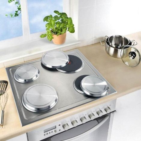 Couvre-plaque électrique en acier inoxydable – Lot de 4 (Ø16 et 20 cm) – Mat (1/4)