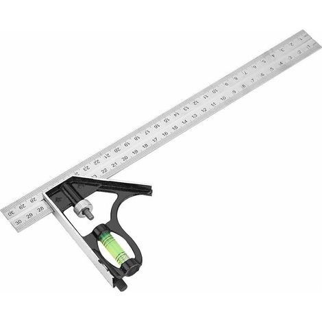 Équerre combinée, règle d'angle combinée en acier inoxydable de 300 mm (12 pouces), règle d'angle droit réglable en alliage de zinc (1/5)