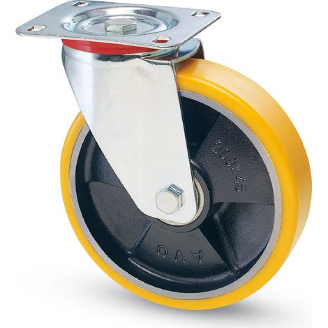 Avo RUOTA GIREVOLE PER CARRELLI POLIURETANO art.22 mm. 80-piastra mm.100x85