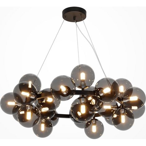 Maytoni Dallas Plafonnier suspendu moderne à 25 ampoules Globe noir, abat-jour fumé, G9 (1/4)