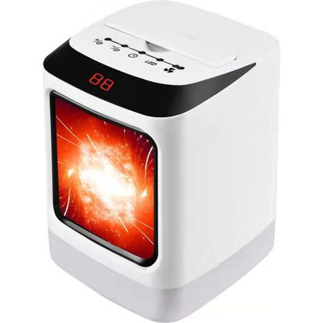 2 en 1 Mini radiateur soufflant de bureau PTC en céramique radiateur soufflant électrique, réchauffeur d'air portable chauffage d'espace chaud et froid, thermostat réglable, deux réglages de chaleur, (1/3)