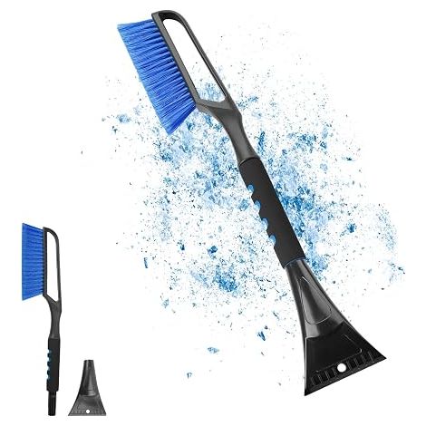 Brosse à neige et grattoir à glace 2 en 1 pour pare-brise de voiture, grattoir à glace, avec poignée ergonomique (1/5)