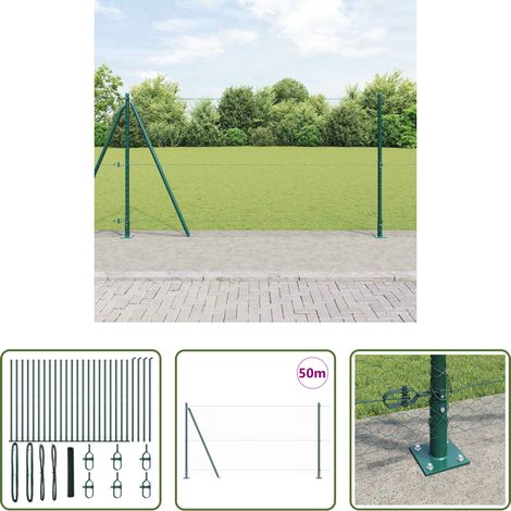 vidaXL Gartenzaun -  Zaunpfosten Grün 50 x 1,2 m (25 mm Maschen) Stahl und PVC (1/5)