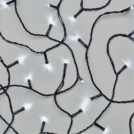 Guirlande lumineuse LED blanc froid de 2,8 m - Fil noir avec 40 LED - Fonction minuterie 6/18 h - Fonctionne avec 3 piles AA - Durée d'éclairage : 10 000 h - IP44 - Pour intérieur et extérieur (1/5)