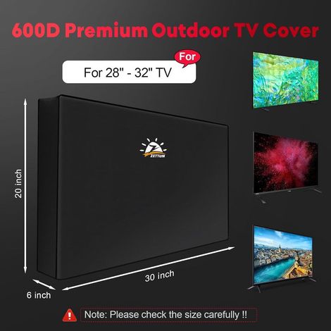 Schutzhülle für 32-Zoll-Outdoor-Fernseher – Wetterfeste und wasserdichte 600D-Schutzhülle für 28- bis 32-Zoll-Outdoor-Fernseher, TV-Schutzhülle (Schwarz) (1/5)