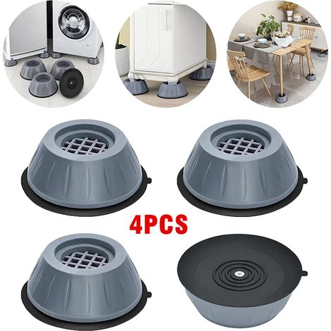 4 pieds anti-vibrations en caoutchouc, antidérapants et silencieux, avec amortisseurs de chocs pour support de machine à laver.-AquaForge (1/5)
