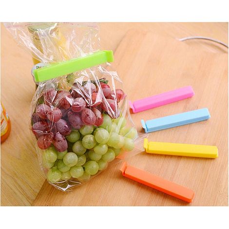 ZVD Lot de 5 Clips de Fermeture pour Sachets, Plastique, 11 cm Clip alimentaire aléatoire de couleur, peut recevoir une seule couleur (1/4)