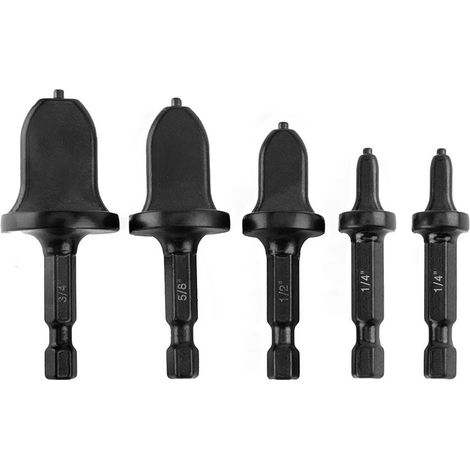 DTEKGAZ - Set mit 5 Präzisions-Rotationsbohrwerkzeugen für Kupferrohre (Zoll) mit Sechskantgriff (1/4", 1/4", 1/2", 5/8", 3/4")