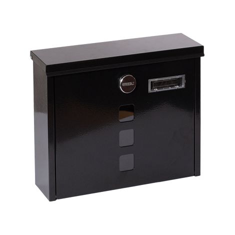 ARREGUI Chance E7104 Buzón Individual de Correo de Acero, Tamaño M (DIN A4), Buzón de Correo con Cerradura Tapada y Tarjetero, Buzón de Pared, Fácil de Instalar, Negro