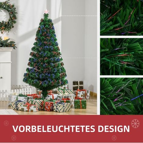 Árbol de Navidad 150 cm verde con fibra óptica RGB y base metálica (1/5)