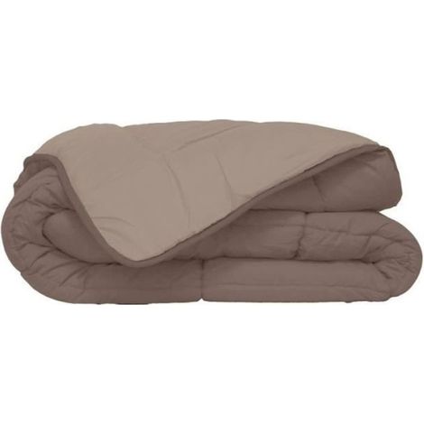 Les Tendances – Couette légère microfibre 200g/m² 140x200cm taupe – Garnissage 100% polyester siliconé – Traitement ignifugé STOPFLAM – Certificat Oeko-Tex