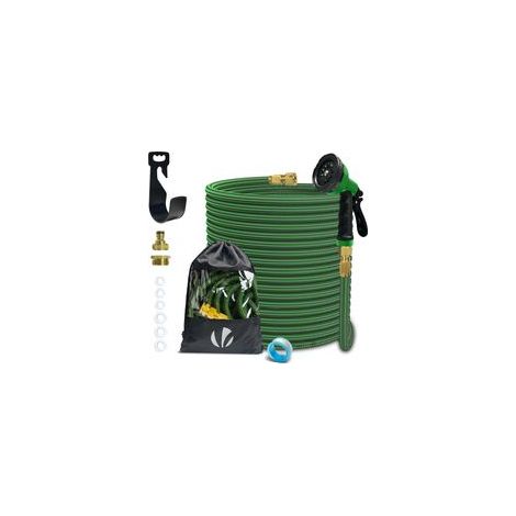 Vounot – Tuyau d'arrosage extensible 30m – 10 modes de pulvérisation – Raccords laiton 1/2'' et 3/4'' – Sac de rangement inclus