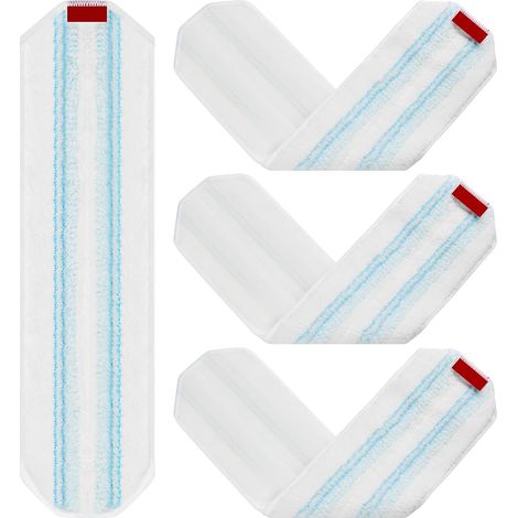 Lot de 4 serpillères de rechange pour balai Vileda / O-Cedar H2PrO - En microfibre - Pour tous les sols durs - Lavable en machine (1/5)