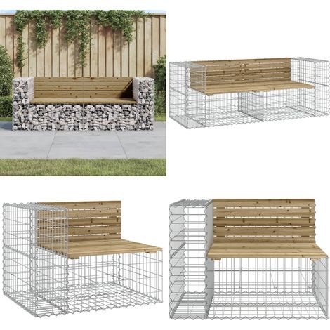 Panca da Giardino Design Gabbione 184x71x65,5cm Pino Impregnato - Seduta da esterno - Panca in legno impregnato
