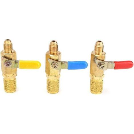 Vanne d'arrêt laiton 1/4 SAE pour climatisation réfrigérant R12 R22 – 3 pièces Ortviai (1/4)