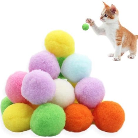 20 Pièces Pompons pour Chat,Balles Chat,Chat Jouet Boules,Balles de Chat Douces,Jouet Chat Interactif Interieur pour Chat(3cm) (1/4)