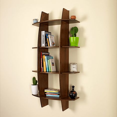 Libreria in Legno da Parete Mobile Scaffale Libri MADE IN ITALY mod. Fantasia Noce L75 x P30 x 150H (1/2)