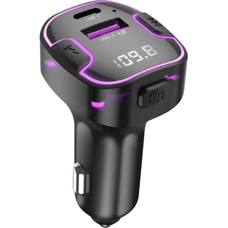 Transmetteur FM Bluetooth - XO - Noir - Chargeur USB - Bluetooth 5.3 - Mains libres (1/4)