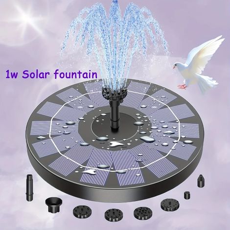 (2 pièces) Pompe à fontaine solaire circulaire pour piscine extérieure, mini fontaine flottante, jardin, cour, décoration paysagère. (1/3)