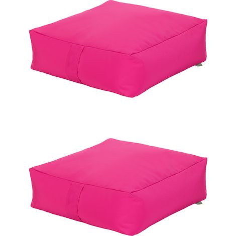 Ready Steady Bed - Dickes Bodenkissen, 60x60x20 cm Gartenplattenkissen, Wasserabweisendes Kissen für drinnen und draußen mit Bohnenfüllung - Rosa 2er-Pack (1/5)