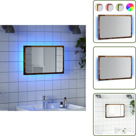 Badspiegel mit LED-Leuchten Altholz-Optik 60x8,5x38 cm - Badspiegel - Spiegel - Badezimmerspiegel - Kosmetikspiegel