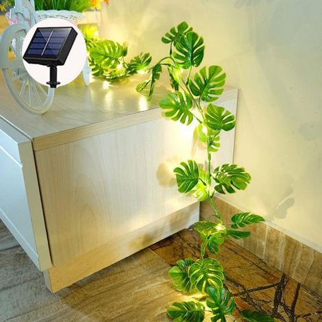 Tropische Solar-Lichterkette aus Rattan – Weinblätter – Sommerdekoration für hawaiianische Luau-Partys – Dschungel – Strand – Tischdekoration – Heimdeko (1/5)