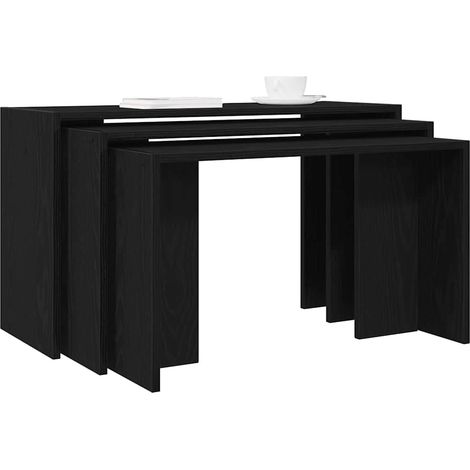 Satztische 3 Stk. Schwarz Holzwerkstoff