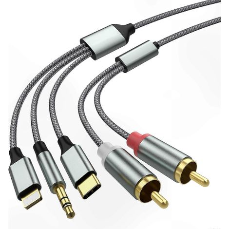 Câble adaptateur 3 en 1 pour connexions auto, home cinéma et haut-parleurs (1/5)