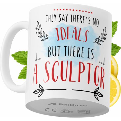 Mug humoristique pour sculpteur, avec texte amusant et design graphique. Idéal pour les anniversaires, les fêtes et les occasions spéciales. Mug premium pour la maison, le bureau et le travail. Blanc, (1/5)