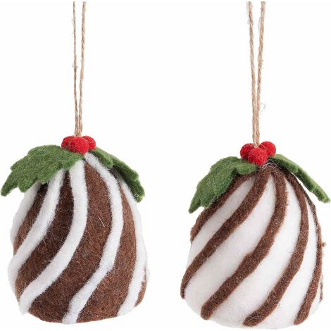Addobbi albero di Natale a forma di dolcetto / pandoro natalizio realizzato in feltro con cordino, set da 12 pezzi, Ø 8 cm x 10 H