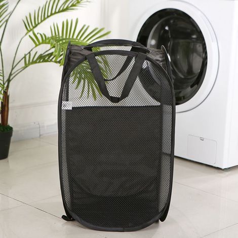 Grand panier à linge pliable en maille avec poignées pour chambre d\'enfant, dortoir d\'étudiant (1 paquet) (1/5)