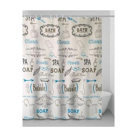 TENDA DOCCIA LETTERS  IN VINILE + ANELLI CM 240X200
