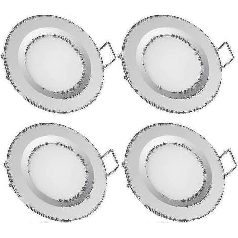 Plafonniers encastrés LED 12 V, 4 x 3 W, 3200 K, dimmables, entièrement en aluminium, pour camping-car ou bateau (1/5)
