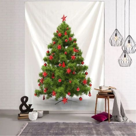 Tapisserie Sapin De Noel - 150 x 100 cm - Tissu Recyclable - Décoration Murale Vintage - 1 Pièce
