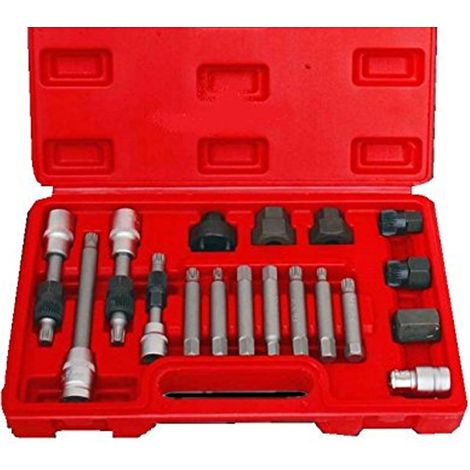 TRADE SHOP - Kit Di Chiavi Per Smontaggio Puleggia E Alternatore Motore Auto 18 Pezzi Valigia -