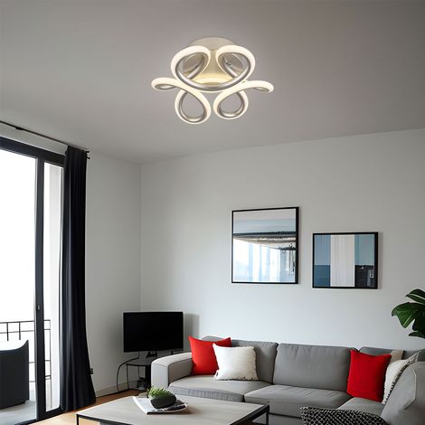 Deckenlampe Deckenleuchte Wohnzimmerleuchte Design Flurlampe silber LED D 26 cm (1/5)