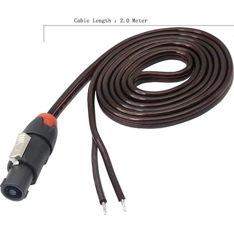Speakon haut-parleur câble fil nu, Speakon à haut-parleur fil audio amplificateur câble de connexion avec Twist Lock - 2M/6.56FT (1/3)