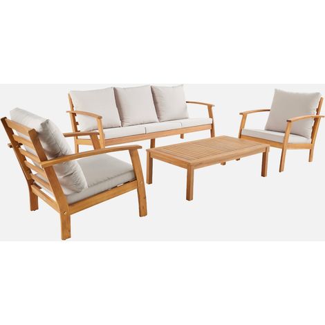 Conjunto de muebles de jardín en madera de acacia, 5 plazas (1/5)