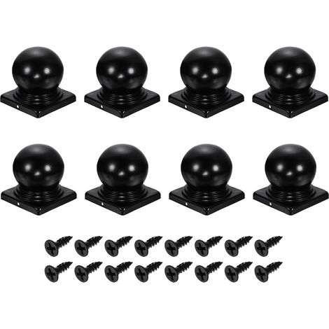 8Pcs Caps Pour Poteaux De Clôture, 100mm/3.94-inch Carré Imperméable Dome Boule Supérieure Caps En Fer Pour Couvrir Poteaux Avec Vis Métal Extérieur Bois Clôture Deck. (1/5)