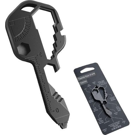 Outil multifonction de camping et de survie 24 en 1, noir, 1 pièce