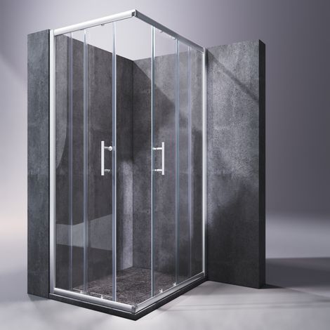 SONNI Duschkabine Eckeinstieg Dusche mit Schiebetür Duschwand mit Glasschiebetür ESG-Sicherheitsglas H:195cm Schnellfreigabefunktion 100x80cm (1/5)