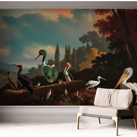 Tapete Selbstklebend - Fototapete mit Motiv - Wandtapete modern - Wanddeko Malerische Vögel 312x219 cm (1/5)