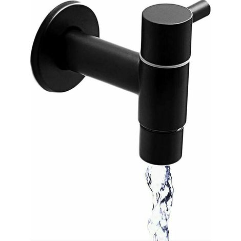 Robinet mural en acier inoxydable noir, style rétro, pour lavabo, balcon, salle de bain, cuisine ou jardin. Idéal pour eau froide. Convient également pour balcon, salle de bain, cuisine ou jardin.