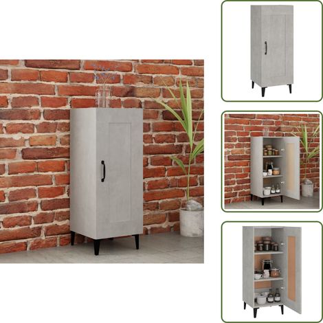 Buffet Gris béton 34,5x34x90 cm Bois d'ingénierie - Buffet Gris - Meuble Rangement - Armoire Moderne - Mobilier Salon - Design Industriel (1/5)
