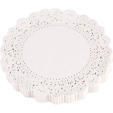 NIZUUONE Napperons Décoratifs Ajourés en Papier, Tapis à Gâteau pour Décoration de Fête de Mariage, 180 Pièces (8,5 Pouces de diamètre 21,5 cm) (1/5)