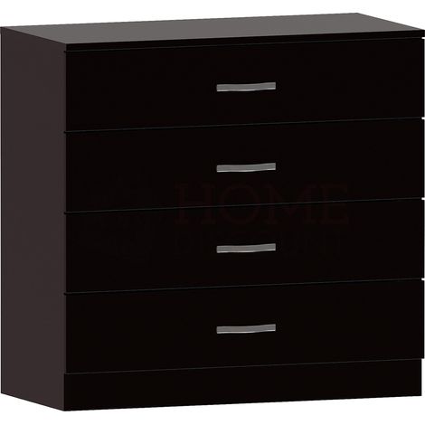 Riano Kommode mit 4 Schubladen, Schlafzimmer-Aufbewahrungsmöbel, Schwar