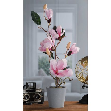 VASO CON MAGNOLIA 5 FIORI E 3 BOCCIOLI D.11XH53CM (1/5)