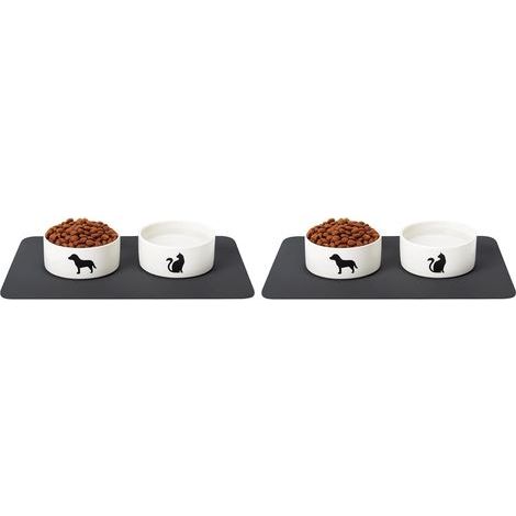 Set mit 2 wasserdichten, rutschfesten Futternapf-Unterlagen 30x40 cm für Hunde und Katzen (1/5)