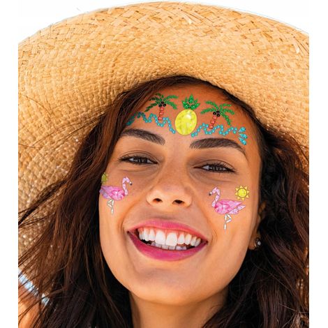 Cristaux autocollants pour le visage - Hawaï - Vacances d'été sous les tropiques (1/4)
